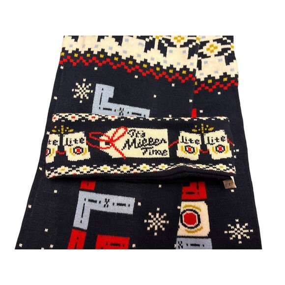 Miller Lite Ugly Christmas Scarf Fringe Knit Winter Headband Set - Picture 4 of 5
